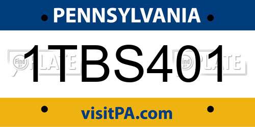 1TBS401 Pennsylvania License Plate