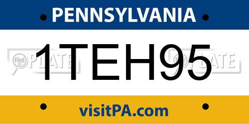 1TEH95 Pennsylvania License Plate