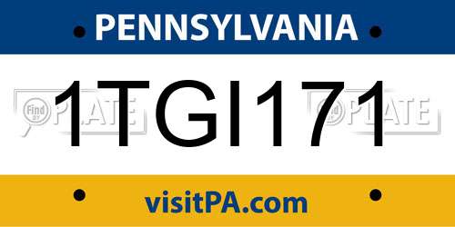 1TGI171 Pennsylvania License Plate