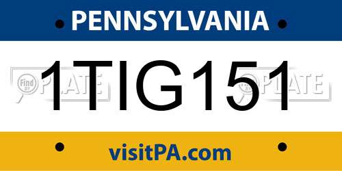 1TIG151 Pennsylvania License Plate
