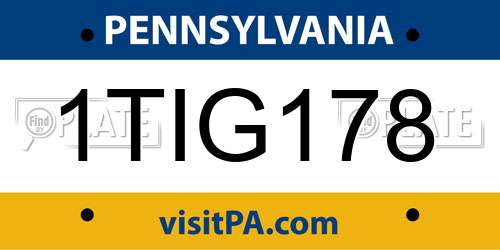 1TIG178 Pennsylvania License Plate