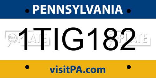 1TIG182 Pennsylvania License Plate