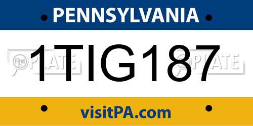 1TIG187 Pennsylvania License Plate