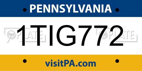 1TIG772 Pennsylvania License Plate