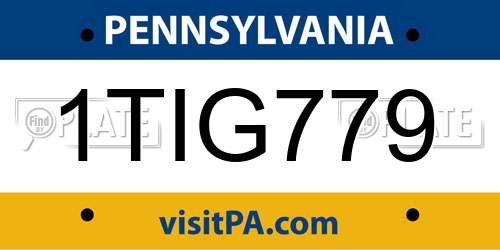 1TIG779 Pennsylvania License Plate