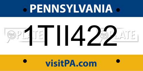 1TII422 Pennsylvania License Plate