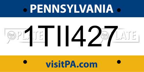 1TII427 Pennsylvania License Plate