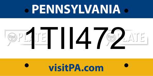 1TII472 Pennsylvania License Plate