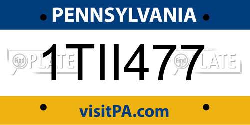 1TII477 Pennsylvania License Plate