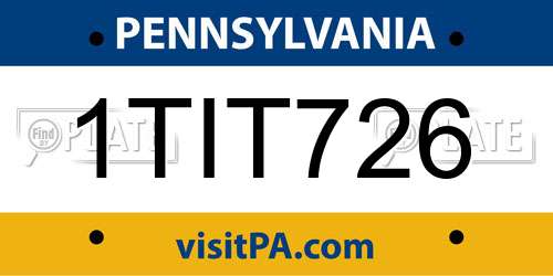 1TIT726 Pennsylvania License Plate