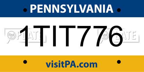 1TIT776 Pennsylvania License Plate