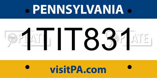 1TIT831 Pennsylvania License Plate
