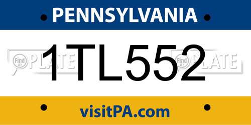 1TL552 Pennsylvania License Plate