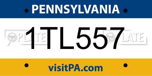 1TL557 Pennsylvania License Plate