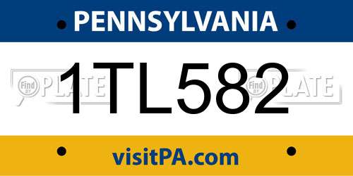 1TL582 Pennsylvania License Plate