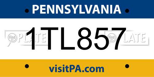 1TL857 Pennsylvania License Plate
