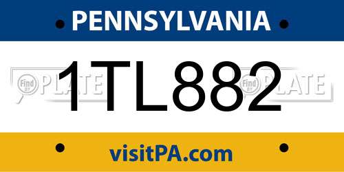 1TL882 Pennsylvania License Plate