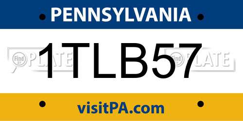 1TLB57 Pennsylvania License Plate