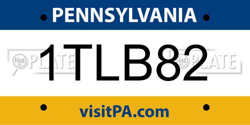 1TLB82 Pennsylvania License Plate