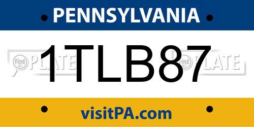 1TLB87 Pennsylvania License Plate
