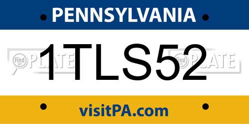 1TLS52 Pennsylvania License Plate