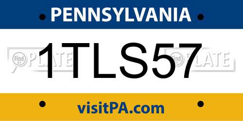 1TLS57 Pennsylvania License Plate