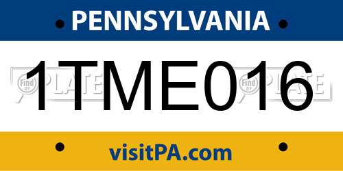 1TME016 Pennsylvania License Plate