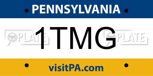 1TMG Pennsylvania License Plate