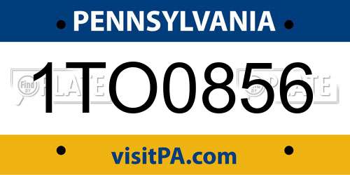 1TO0856 Pennsylvania License Plate
