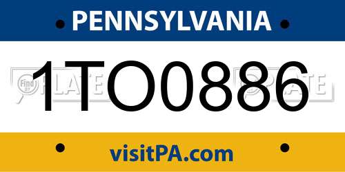 1TO0886 Pennsylvania License Plate