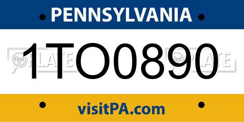 1TO0890 Pennsylvania License Plate