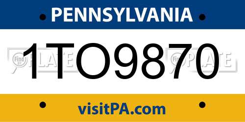 1TO9870 Pennsylvania License Plate