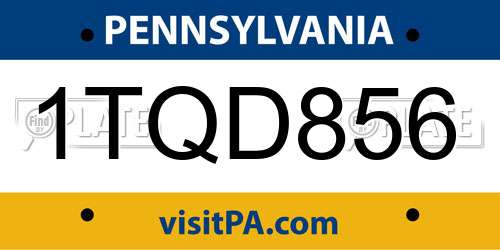 1TQD856 Pennsylvania License Plate