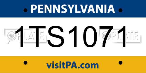 1TS1071 Pennsylvania License Plate