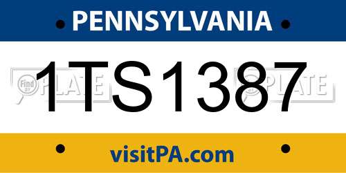 1TS1387 Pennsylvania License Plate