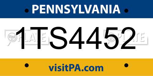1TS4452 Pennsylvania License Plate