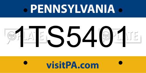 1TS5401 Pennsylvania License Plate