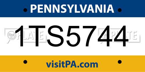 1TS5744 Pennsylvania License Plate