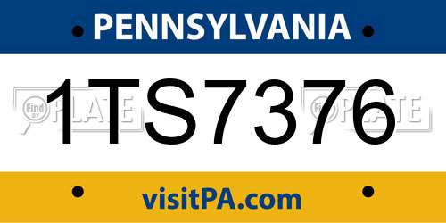 1TS7376 Pennsylvania License Plate
