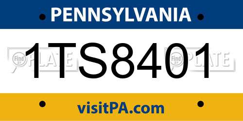 1TS8401 Pennsylvania License Plate
