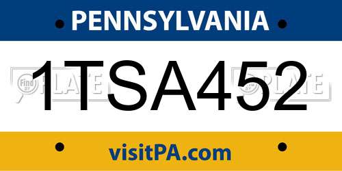 1TSA452 Pennsylvania License Plate