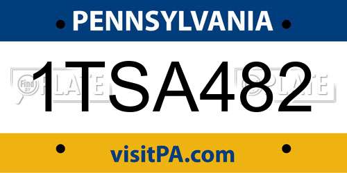 1TSA482 Pennsylvania License Plate