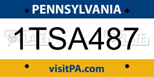 1TSA487 Pennsylvania License Plate