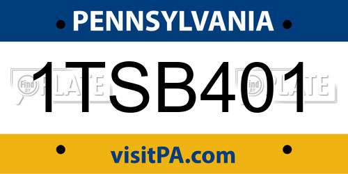 1TSB401 Pennsylvania License Plate