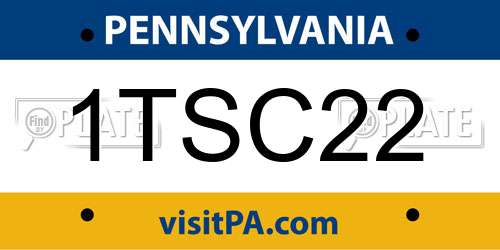 1TSC22 Pennsylvania License Plate