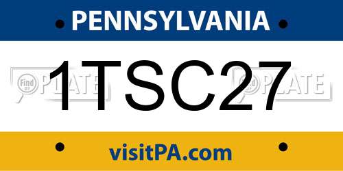 1TSC27 Pennsylvania License Plate