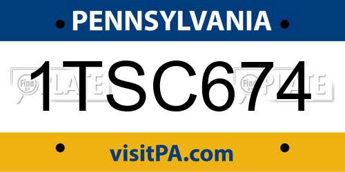 1TSC674 Pennsylvania License Plate