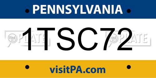 1TSC72 Pennsylvania License Plate