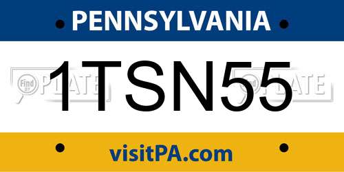 1TSN55 Pennsylvania License Plate