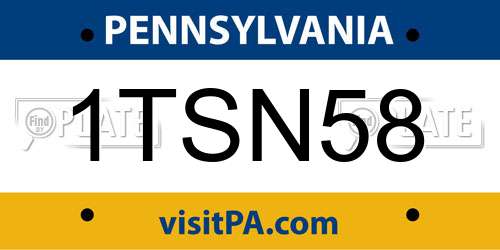1TSN58 Pennsylvania License Plate